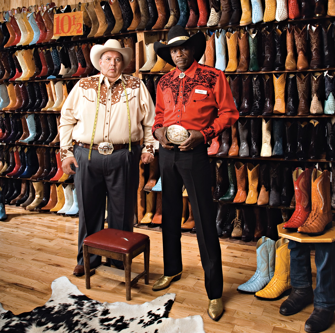 Two cowboys in a boot store | Conceptual Portrait by Saverio Truglia