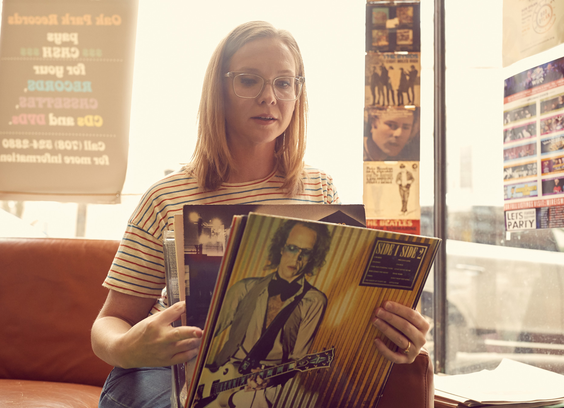 Anna Brozek CEO Big Cartel with vinyl records | Saverio Truglia
